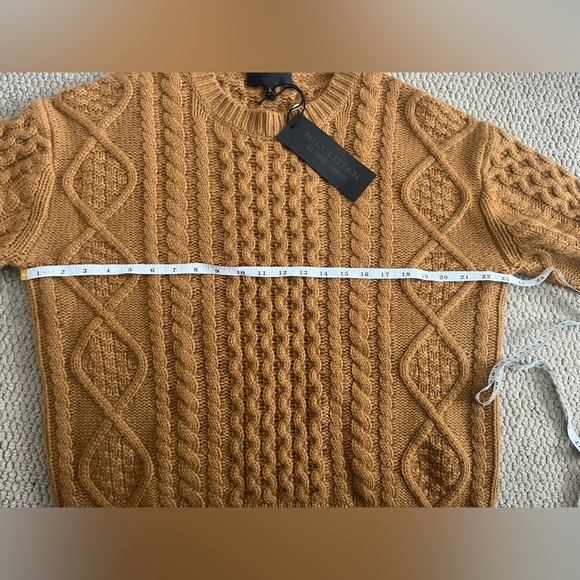 BNWT! Nili Lotan Jodelle Cable Knit Cashmere Sweater in Bronze, Size Large - Picture 7 of 7